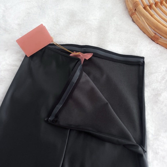 Wolford Amina Muaddi Faux Leather Leggings Stirrup Black NWT - Picture 7 of 13